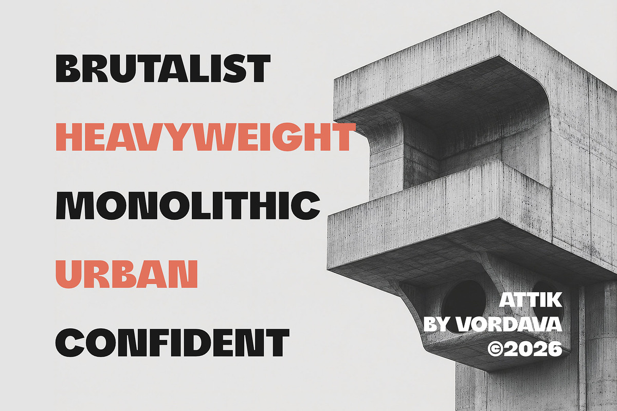 Attik - Brutalist Display Font, a Sans Serif Font by Satriyo Atmojo (Photo 2 of 10)