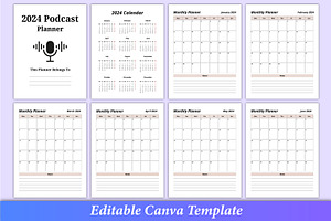 2024 Podcast Planner Canva Template