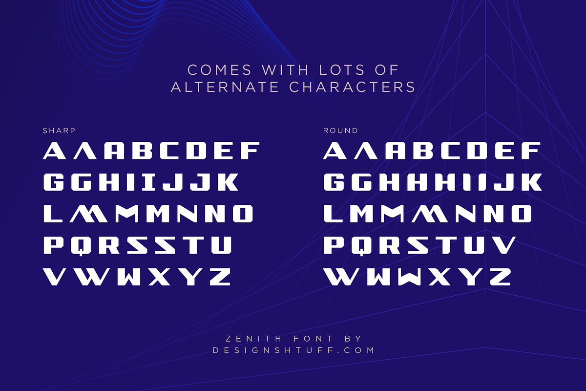 ZENITH DISPLAY FONT • ROUND + SHARP, a Font by DESIGN SHTUFF (Photo 3 of 9)