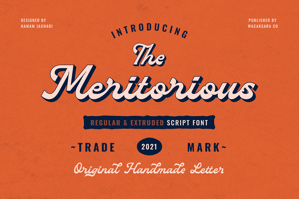 Meritorious Script, a Script Font by Wacaksara Co. (Photo 1 of 8)
