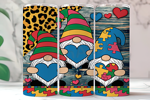 Autism Awareness Gnome Tumbler, a Background Photo by LamanAzalea