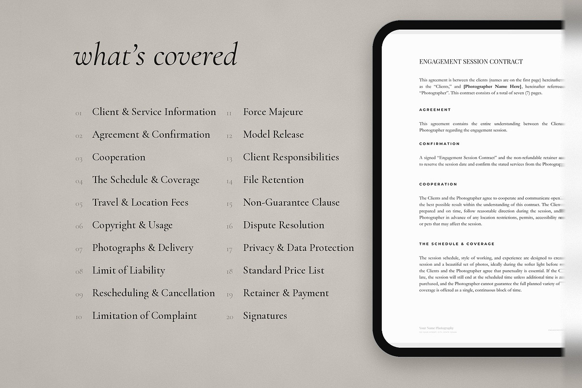 Engagement Session Contract, a Stationery Template by Cagdas Yoldas (Photo 5 of 8)