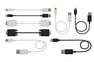 Set of usb and hdmi cables isolated, a Technology Illustration by art PVP - market