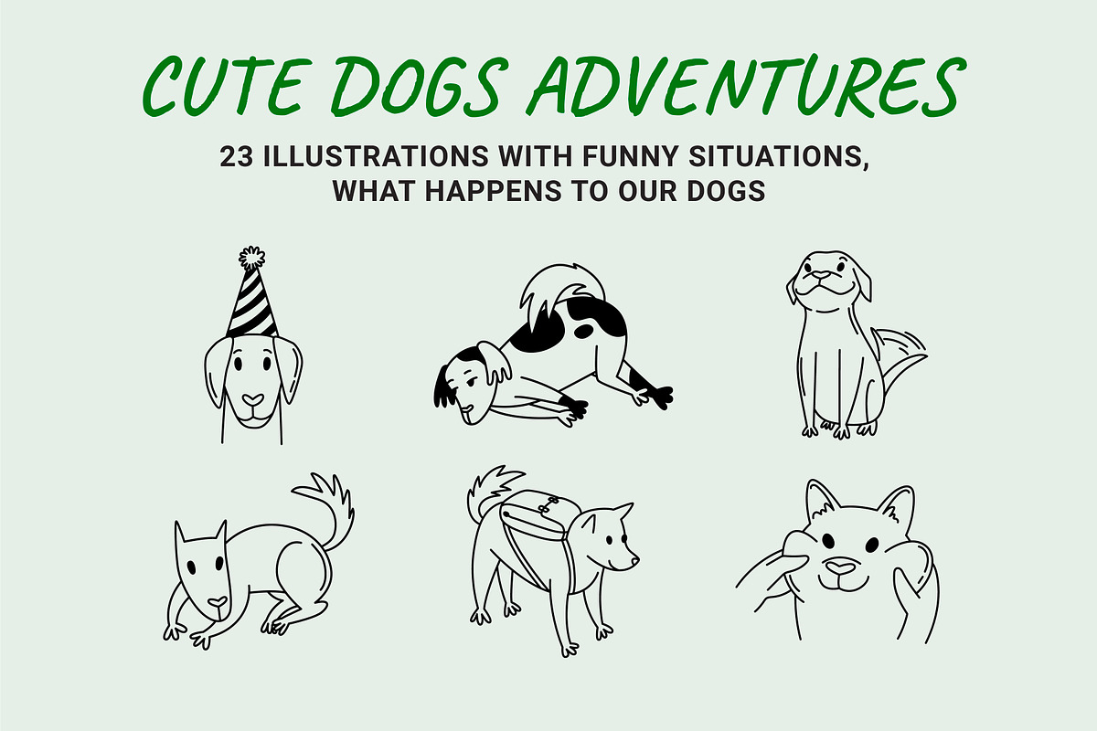 23 Funny dogs vector illustration, an Animal Illustration by Yanakicc (Photo 2 of 9)
