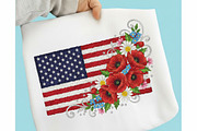 Faux Yarn American Flag Flower Png, an Illustration by Designking (Thumbnail 1 of 6)