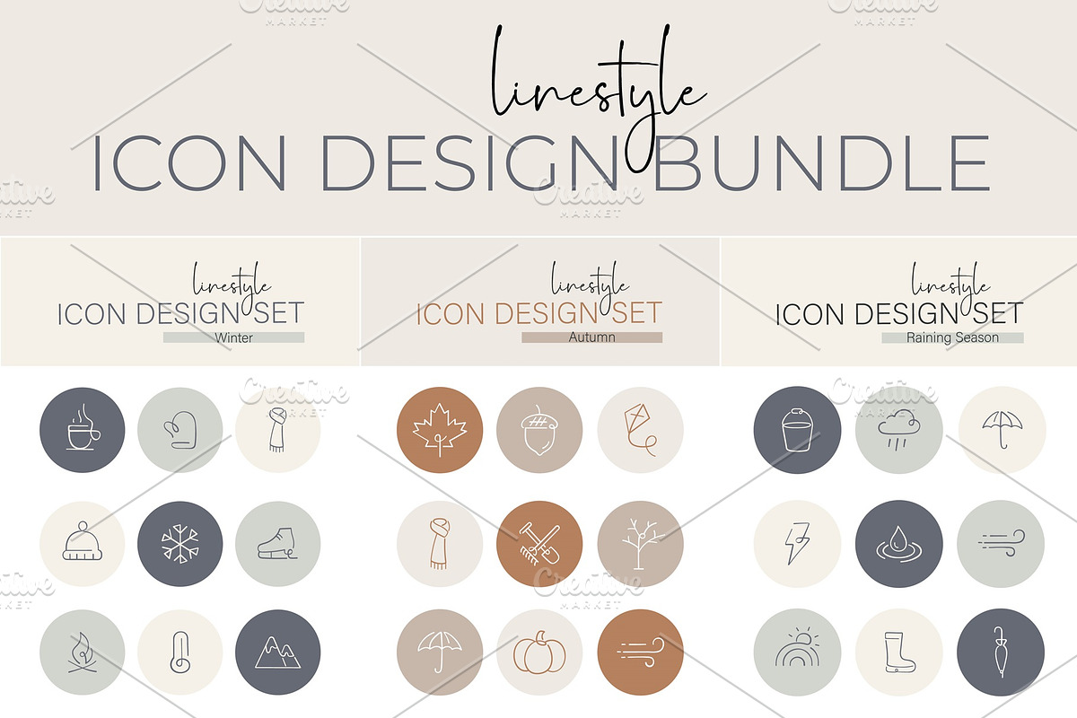 5 Icon Design Bundle Season, an Outline Icon by pepulousdsg (Photo 1 of 2)