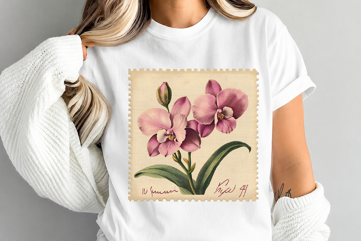 Vintage Floral Postage Stamp Clipart, a Transportation Illustration by Digital Artistic99 (Photo 5 of 10)