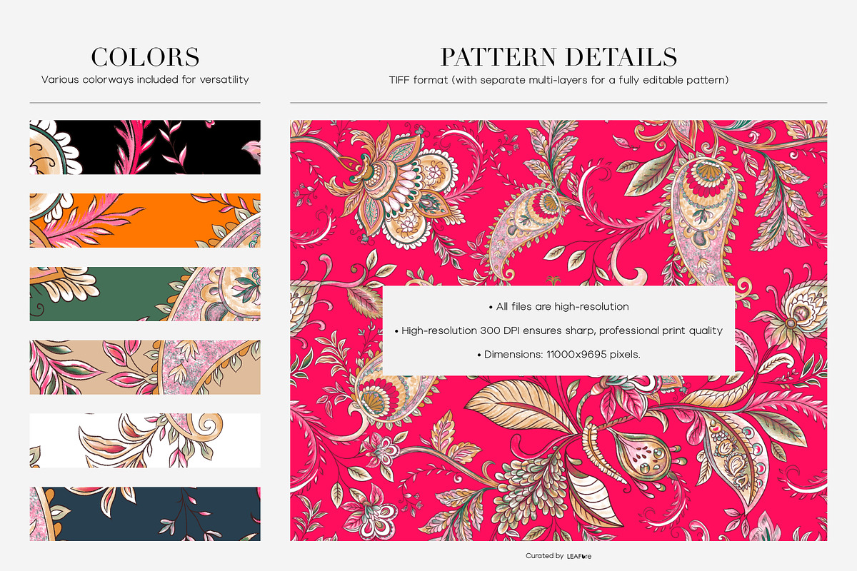 Chandira Paisley | Hand Drawn Prints, a Pattern Graphic by LEAFure (Photo 2 of 10)