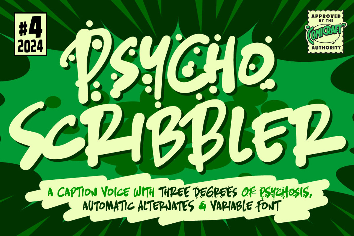Psycho Scribbler - insane inky font, a Handwritten Font by Comicraft Fonts (Photo 1 of 5)