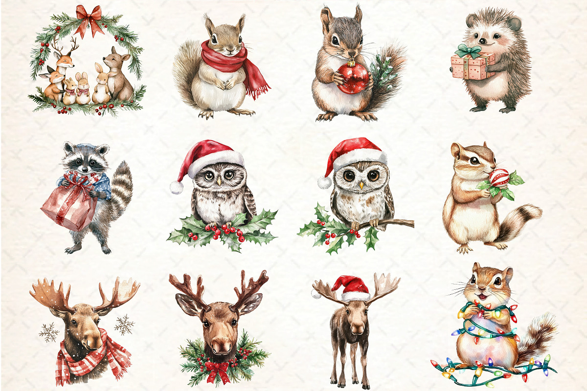 Woodland Christmas Clipart, an Animal Illustration by DreamCafeArt (Photo 3 of 4)