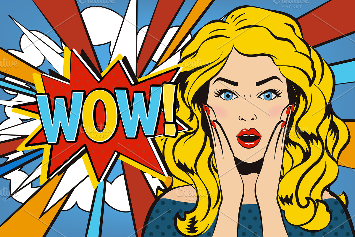 Surprised Woman Says Wow!, an Illustration by Cheremuha