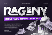 Rageny - Unique Modern Sans Font, a Sans Serif Font by TokoPress (Thumbnail 1 of 14)
