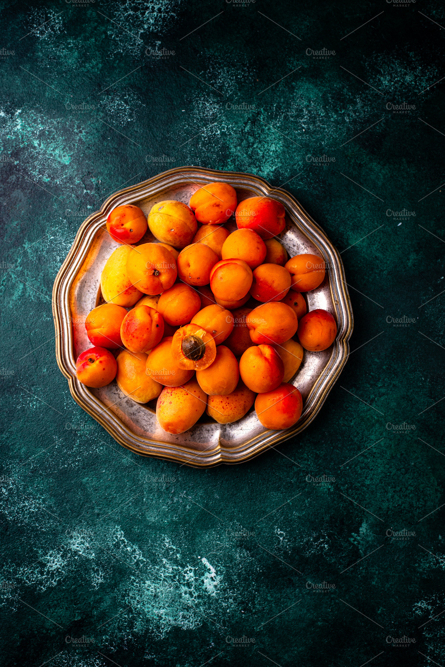Ripe apricots on dark background, a Food & Drink Photo by Yulia Furman