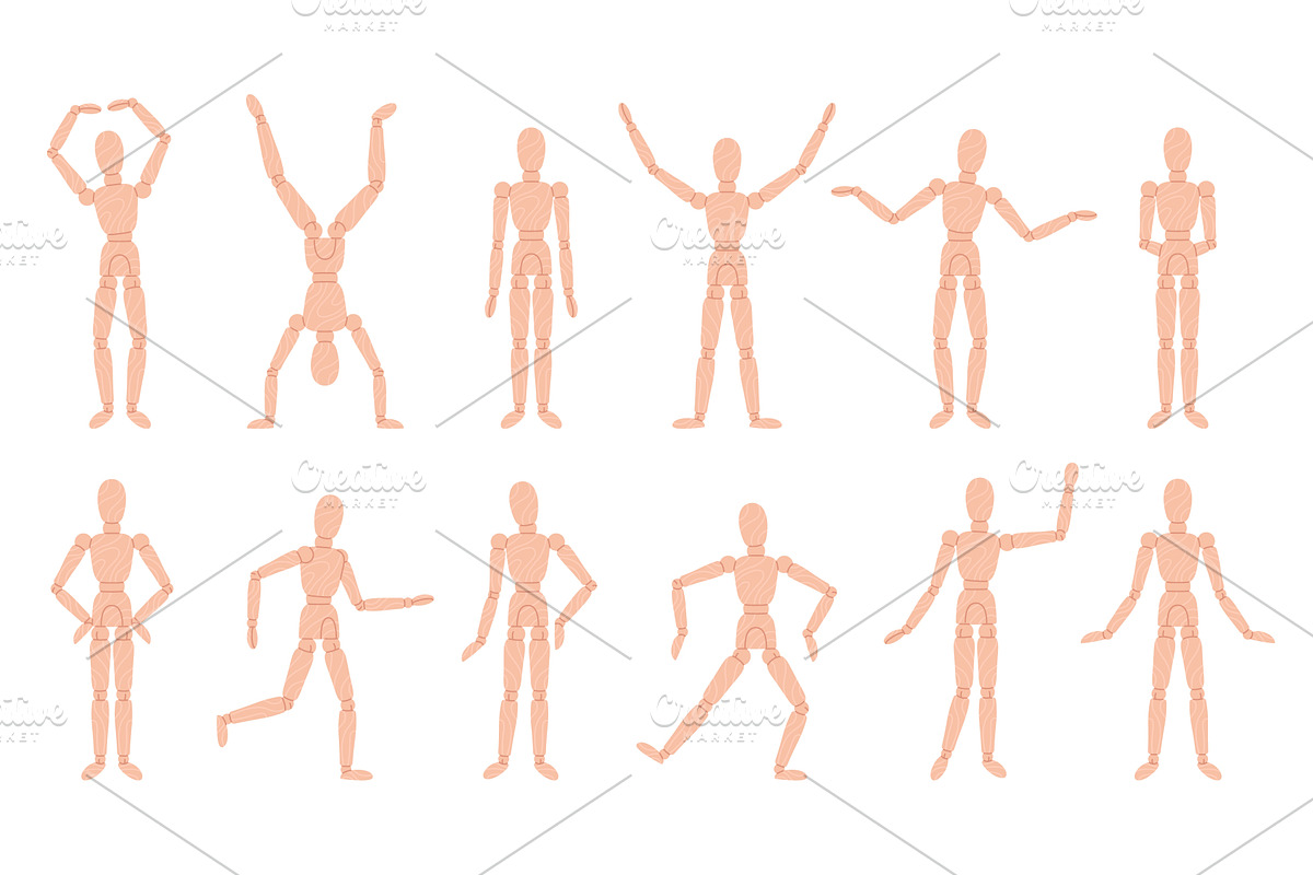 Wood man model. Wooden manikin in, an Object Illustration by LadadikArt