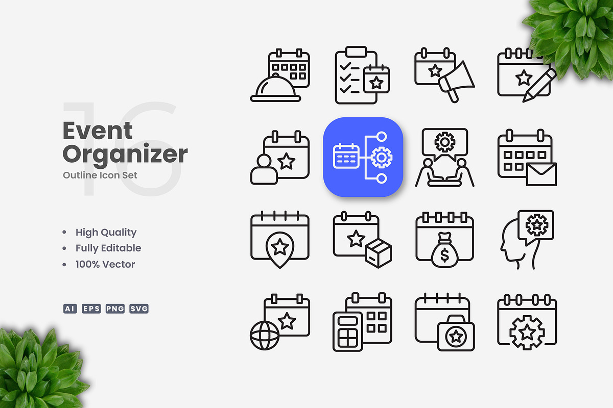 Event Organizer Outline Icons, an Outline Icon by Upnowgraphic