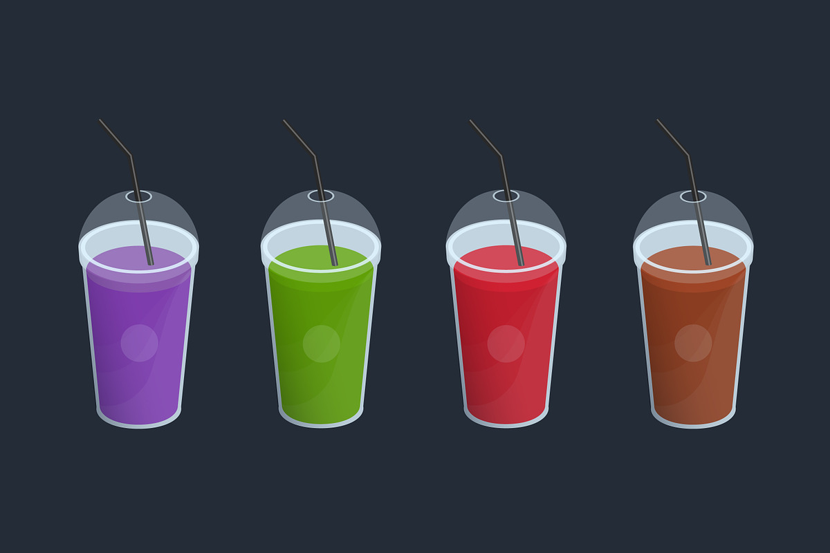 Smoothies in plastic cup set, a Food Illustration by Good Studio (Photo 3 of 5)