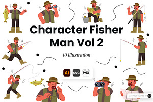 Character Fisher Man Vol 2 Doodle, a Person Illustration by SLAB! Design