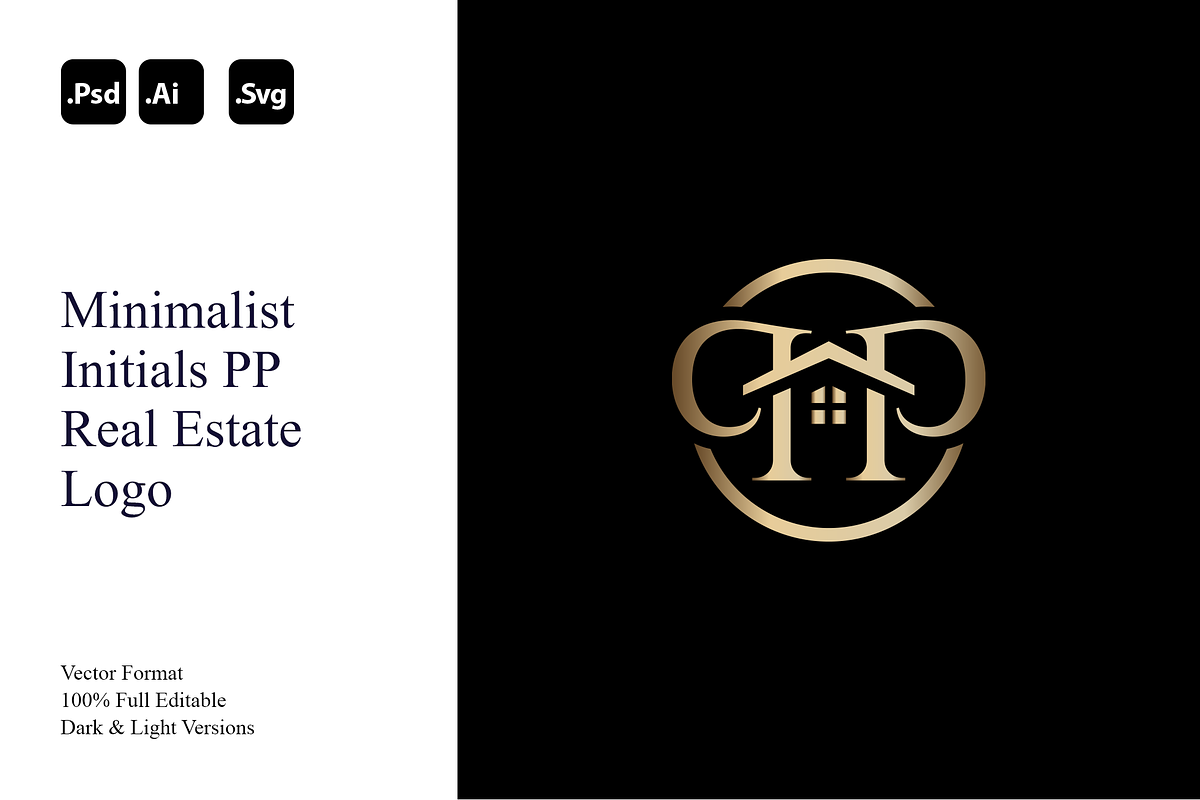 Minimalist Initials PP Real Estate, a Branding & Logo Template by Luxury Logos (Photo 1 of 4)