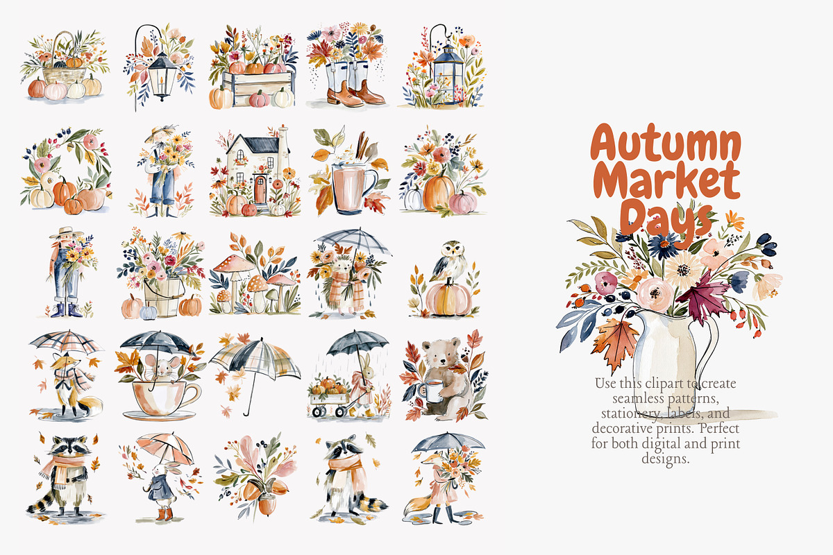 autumn harvest clipart set, a Decorative Illustration by Patishop Art (Photo 4 of 10)