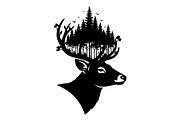 Deer Antler Silhouette Bundle, an Object Illustration by yasushie (Thumbnail 28 of 31)