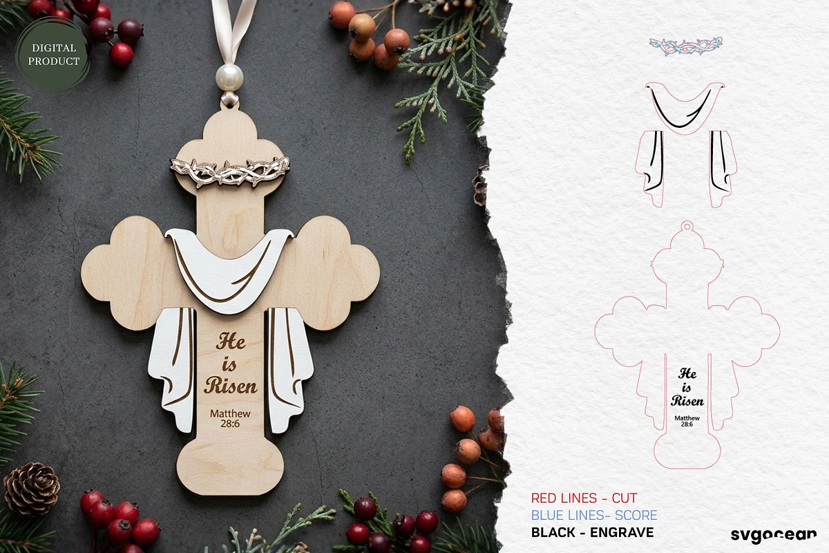 Christian Cross Ornament SVG Bundle, a Decorative Illustration by svgocean (Photo 3 of 11)