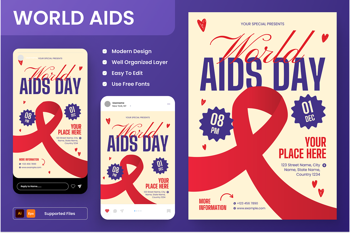 World AIDS Day Flyer Set, a Flyer Template by Annora Studio (Photo 1 of 6)
