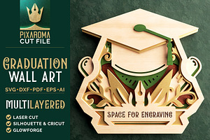 Graduation Cap Wall Art 3D Layered