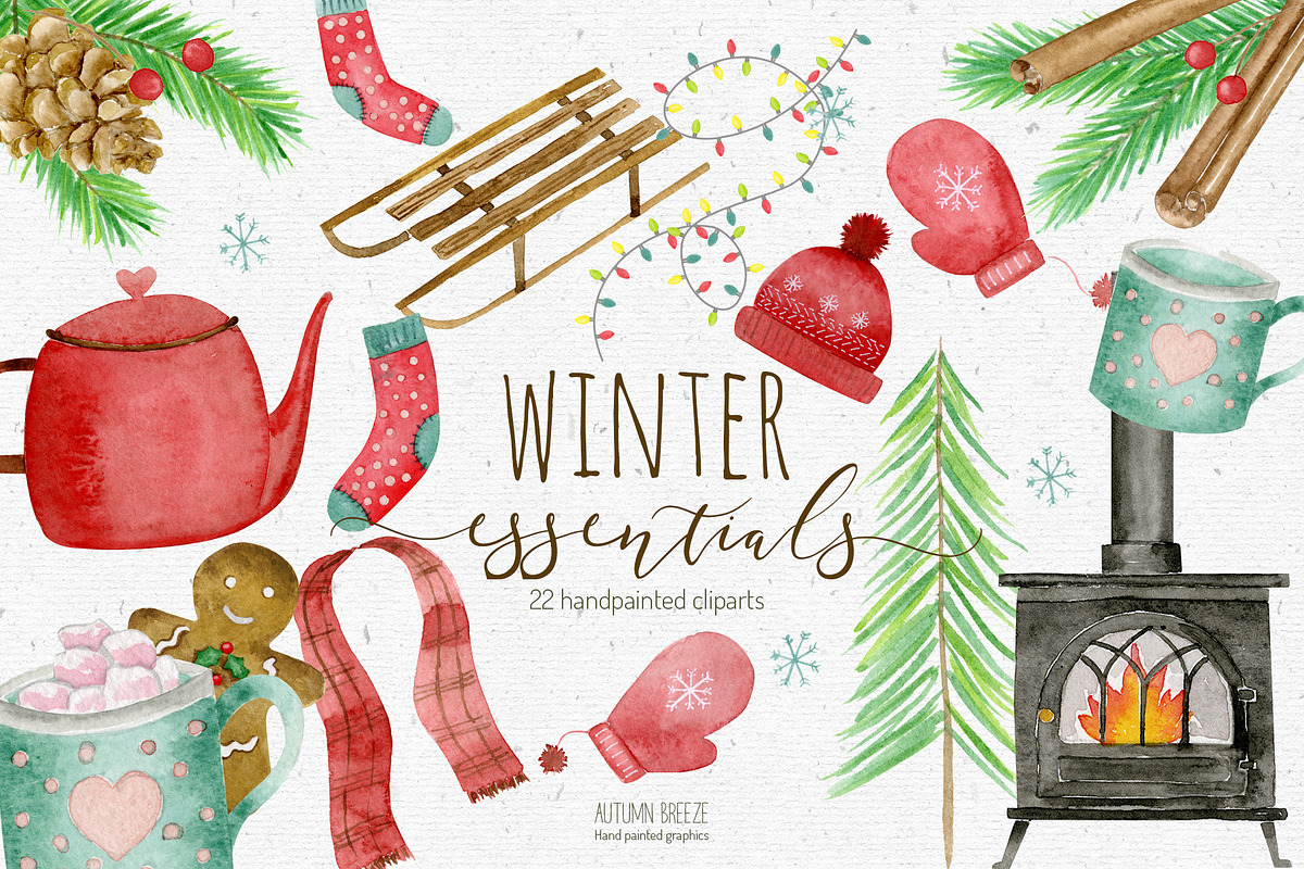 watercolor winter clipart, a Seasonal Illustration by Autumn Breeze (Photo 1 of 3)
