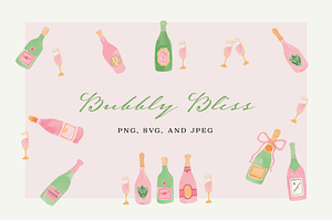 Champagne Clipart!, an Illustration by Jordyn Grace Design