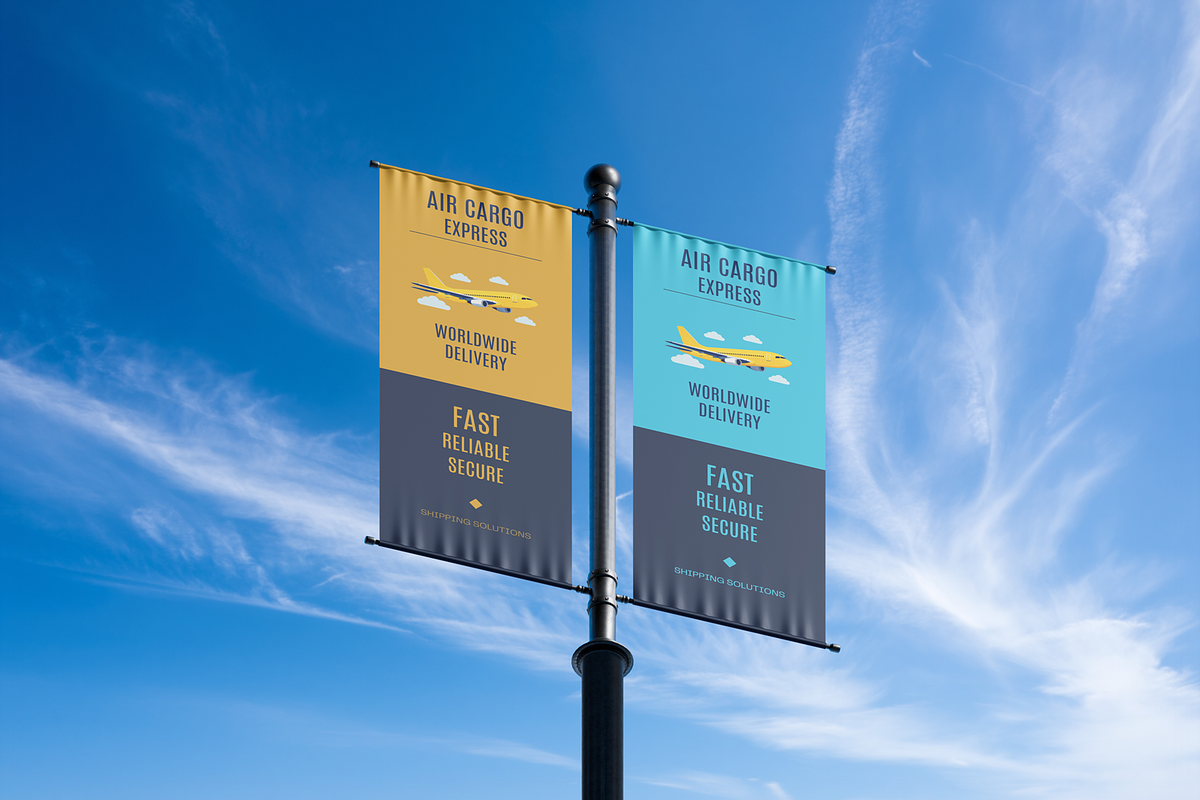 Pole Banner Mockup, an Advertising Mockup by DSNA Mockup (Photo 2 of 5)