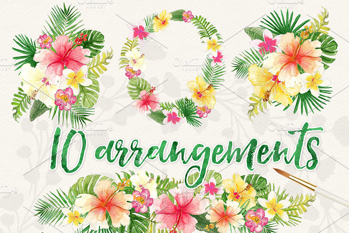 Watercolor Aloha Tropical design, an Illustration by Babysbreath/Dandelionery (Photo 2 of 3)
