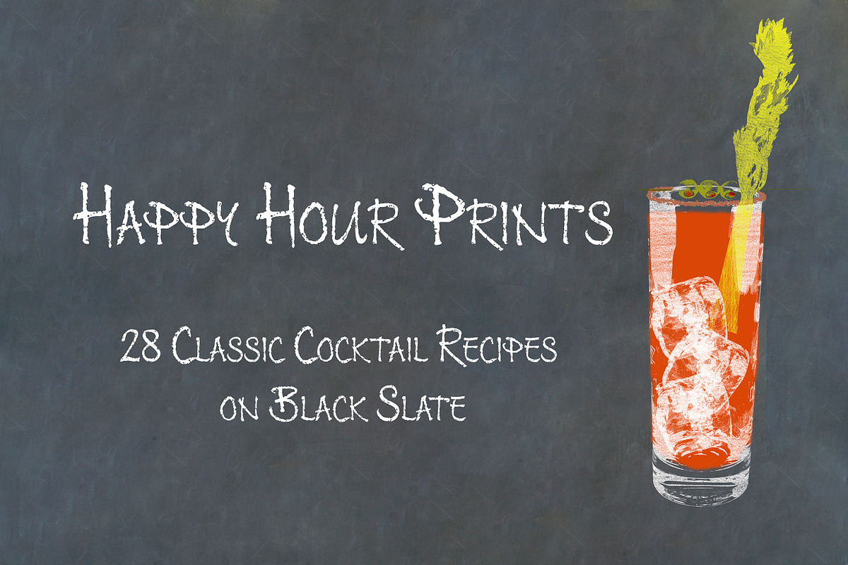 Classic Cocktail Chalkboard Sketches, an Object Illustration by karenfoleyphoto (Photo 1 of 30)