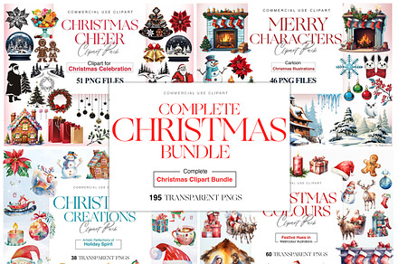 Christmas Clipart Bundle| Santa PNG, a Seasonal Illustration by BrushstrokeArtGB