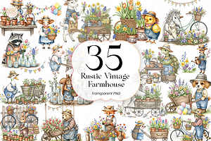 Rustic Vintage Farmhouse PNG Clipart, an Animal Illustration by KennedyStudio