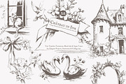 vintage clipart french chateau set, a Decorative Illustration by Patishop Art (Thumbnail 1 of 10)
