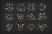 Thin Line Zodiacal Symbols, an Animal Illustration by painterr (Thumbnail 1 of 2)