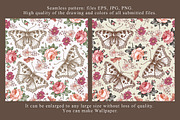 4 Seamless Butterflies Roses insects, a Pattern Graphic by Vintage (Thumbnail 3 of 14)