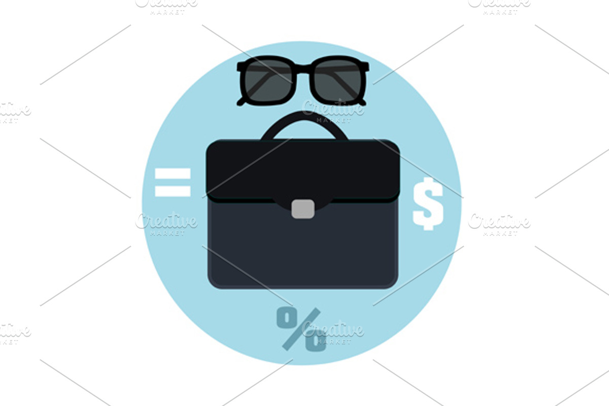 Icon briefcase and sunglasses.
