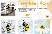 Fun illustrated bee scenes set of 5, an Animal Illustration by Winged Graphics (Thumbnail 1 of 3)