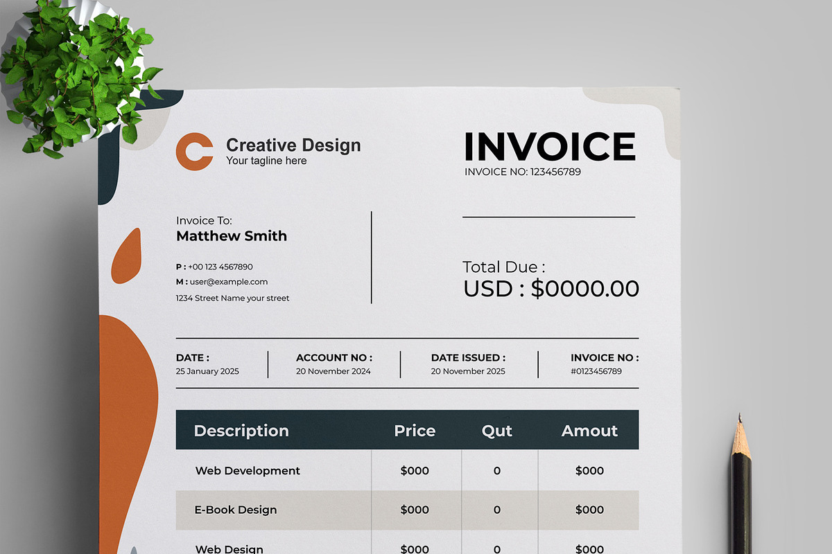 Invoice Template, a Stationery Template by MightyDesign (Photo 2 of 8)