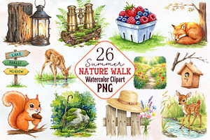 Summer Nature Walk Clipart, an Illustration by RobertsArt