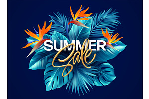 Summer Tropical Background With