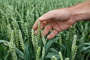 Farmer's hand gently touches wheat, a Nature Photo by MistyDay