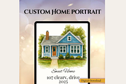 watercolor home portrait, an Object Illustration by HubbaDigitals (Thumbnail 1 of 8)