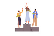 Winners with awards on pedestals set, a Person Illustration by PaperTrident (Thumbnail 5 of 10)