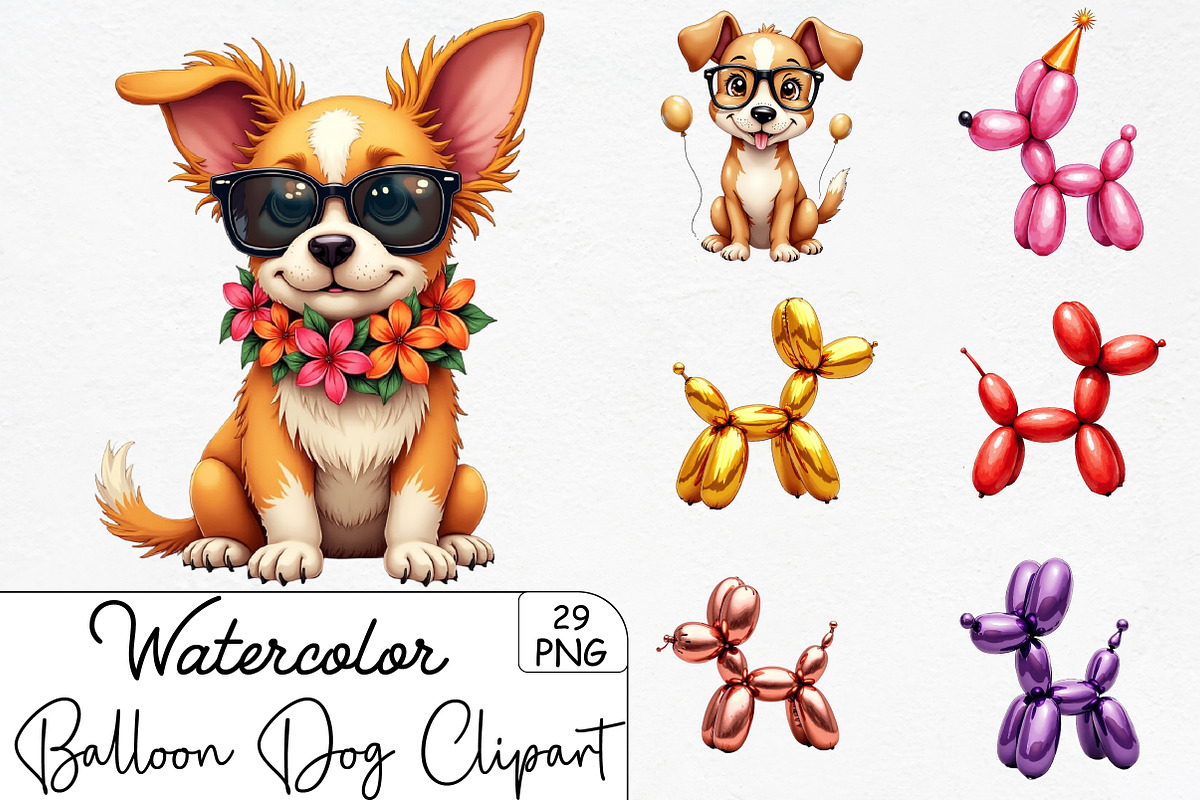 Balloon Dog Sublimation Clipart, an Illustration by CrexoraLab (Photo 1 of 5)