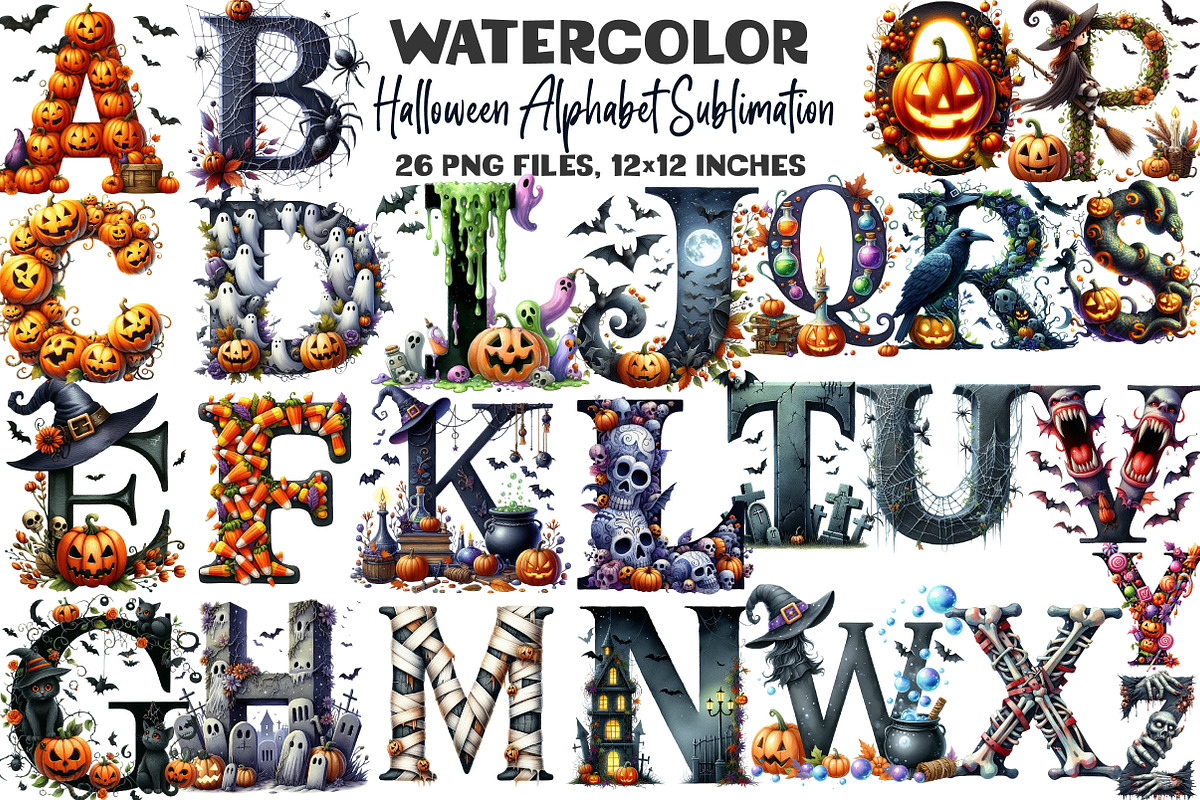 Halloween Alphabet Sublimation, an Illustration by DreamArtGraphic (Photo 1 of 5)