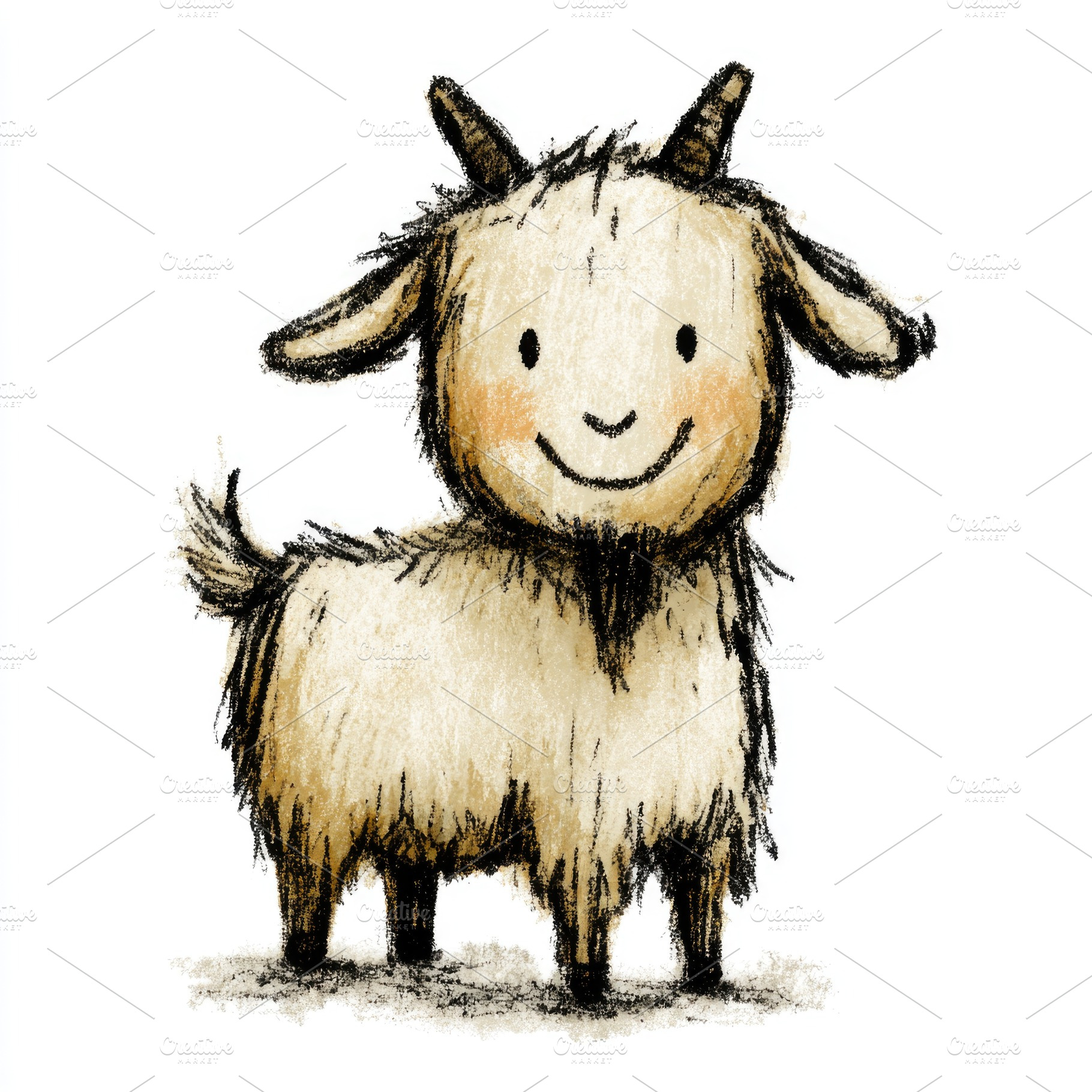 Cute goat doodle illustration, an Animal Photo by José Manuel Gelpi