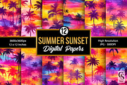 Tropical Summer Sunset Digital Paper, a Pattern Graphic by Creative Store (Thumbnail 1 of 4)