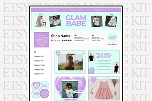 Y2k Purple Etsy Shop Kit Template, a Branding & Logo Template by Anna Design Studio